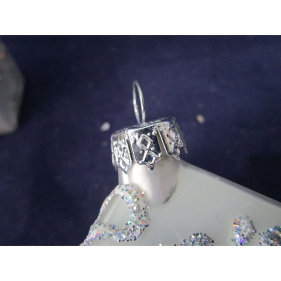 Silver Mercury Style Square Blown Glass Glitter Accent Ornaments A Set of Three - Picture 14 of 15